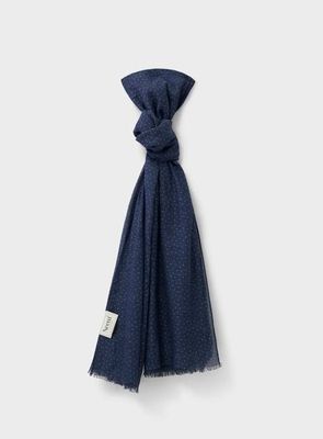 Cotton & Cashmere Wool Navy Spot Neck Scarf