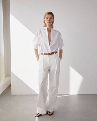 Relaxed Wide Leg Pant | Off White