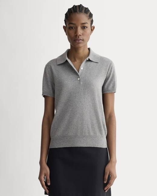 The Polo in Cotton Cashmere | Heather Charcoal