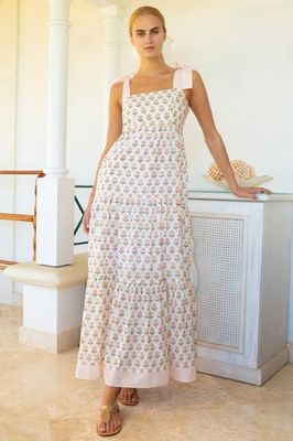 Tabitha Organic Cotton Dress | White/Coral