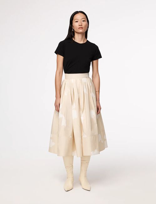 Gathered Circle Skirt | Khaki Floral