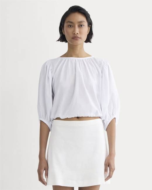 The Gauze Puff-Sleeve Top | White