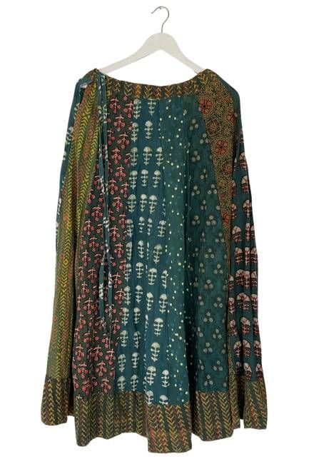 NEW! Flared Cotton Blockprint Patchwork Skirt No. 21