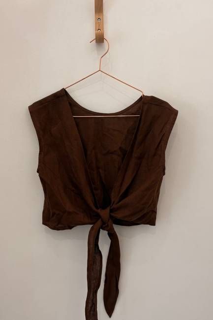 Sample Sale Valentina Top in Chocolate Linen