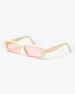 Sunglass 09 - Ivory White Solid - Light Pink