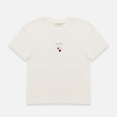 Cherry Vintage White Baby Tee - Women's
