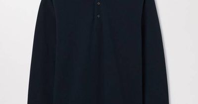 Dark Navy Long Sleeve Pique Polo | Organic Cotton | Asket