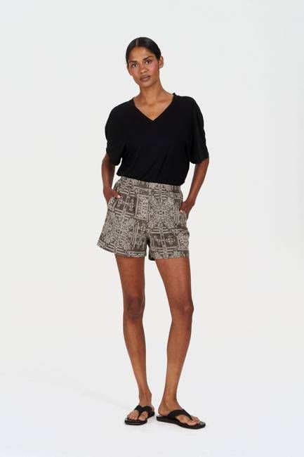 LIBBY Organic Linen Cotton Short - Mushroom Crossstich