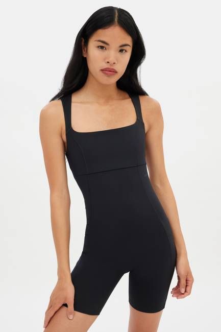 Black Tina Open Back Unitard