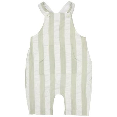 Baby Dungarees (Seersucker Wide Stripe) - Sea Foam