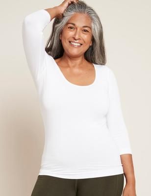 Base Layer 3/4 Sleeve Top - White