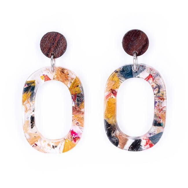 Opal Statement Recycled Skateboard & Resin Earrings