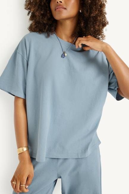Coast Oversized Boyfriend Tee - Dusk Blue Cotton Jersey