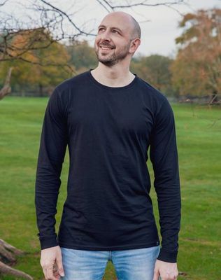 Organic Extra Long Slim Long Sleeve T-Shirt (Black)