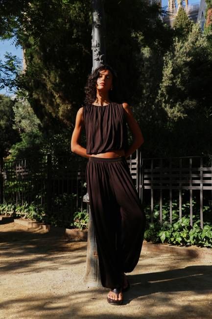 Ina Harem Trouser Jersey In Bitter Chocolate