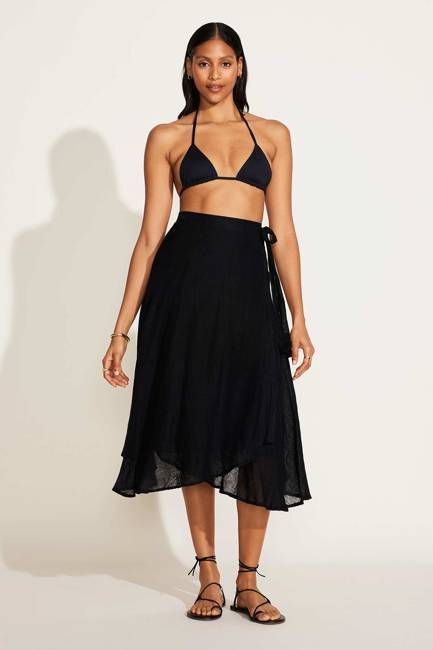 Lana Linen Wrap Skirt - Black EcoLinen