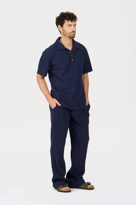 GIO BEACH Organic Cotton Trouser - Navy