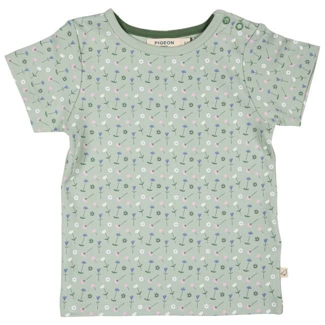 Short Sleeve T-Shirt - Flowers, Green