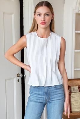 Plait Long Top - White
