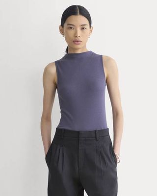 The Luxe Rib Funnel-Neck Tank | Graystone