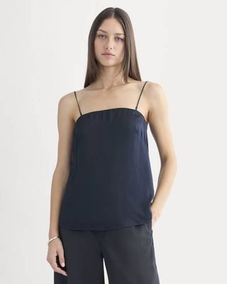 Thin Strap Cami in Silk Charmeuse | Navy