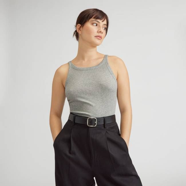 The Supima® Micro-Rib Cropped Tank | Heather Grey