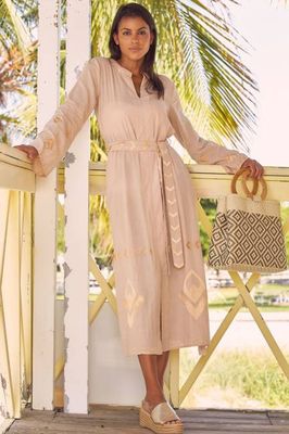 Bestickter Kaftan Matilda | Sand/Gold