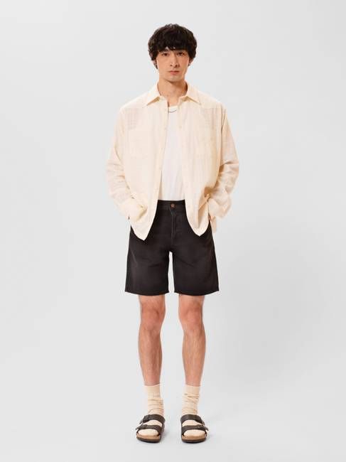 Seth Denim Shorts Aged Black regular fit shorts | Nudie Jeans