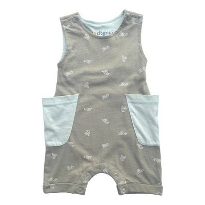 GOTS Certified Organic Cotton Sleeveless Romper - Freshwater Snail