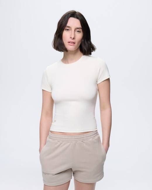 Womens Rib T-Shirt—Bone White