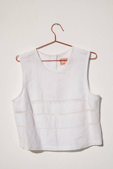 Zoe Sleeveless Shell - Openwork on Linen (L)