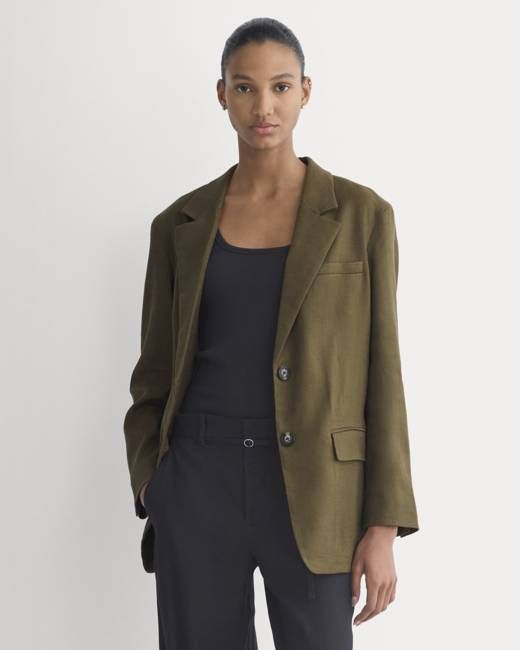 The Oversized Blazer in Stretch Linen | Beech