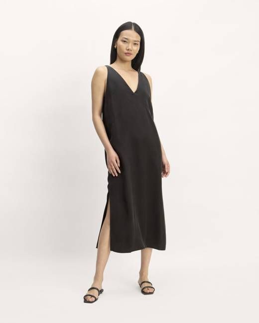 The TENCEL™ Midi Slip Dress | Black