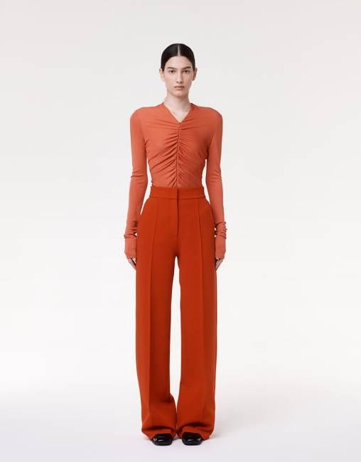 Shirred Long Sleeve Top | Sienna Red