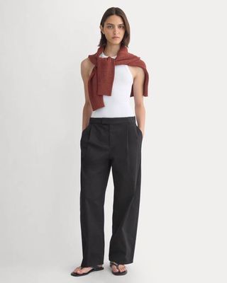 Barrel-Leg Pant in Organic Cotton Sateen | Black