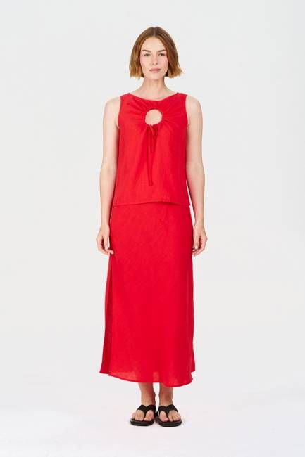 RAY Tencel Linen Skirt - Coral