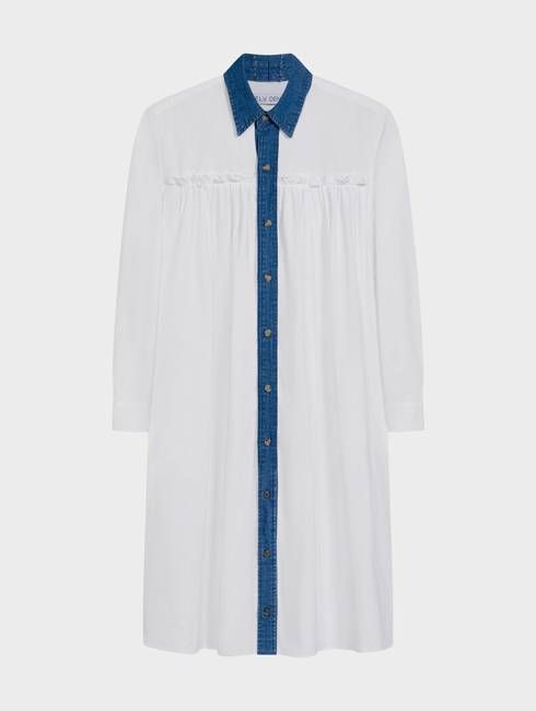 Celia Dress Denim Cotton Poplin