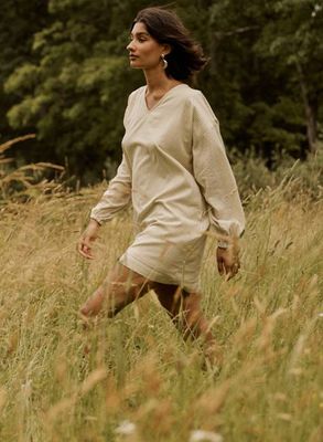 Katie Tunic, matcha stripe