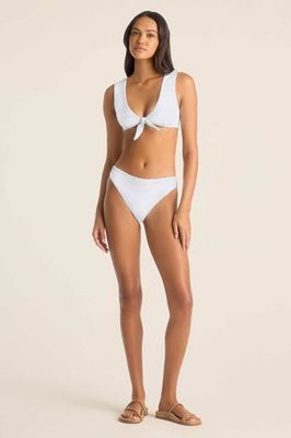 Cali High Leg Full Bottom - White Seersucker Stripe