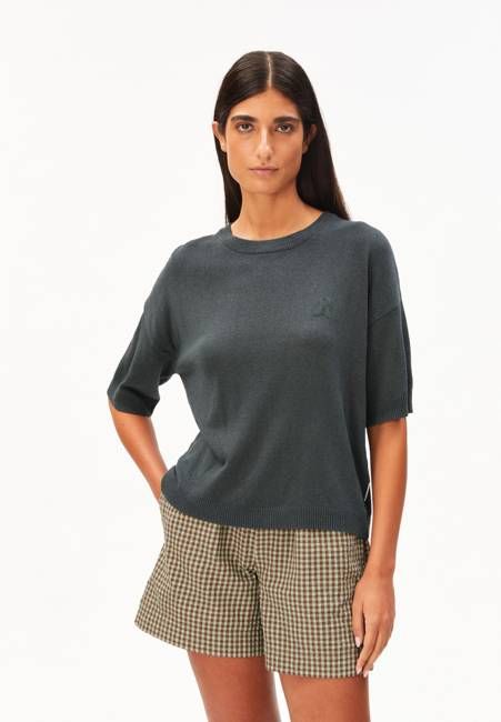 S SL LINEN BLEND KNIT SWEATER | space steel