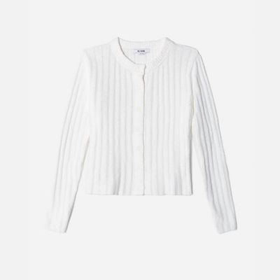 Terry Ribbed Cardi - Vintage White