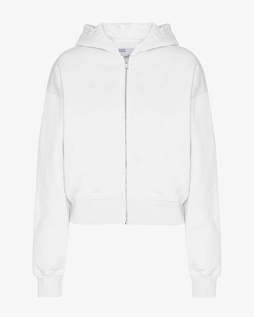 Organic Crop Zip Hood - Optical White