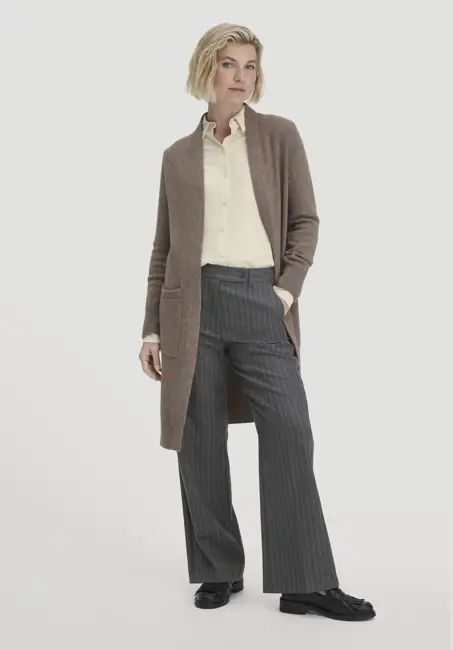 Relaxed knitted jacket made from organic merino wool and organic cotton