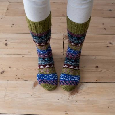 Liv Fair Isle Knitted Socks In Lime
