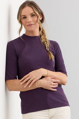Women's Luxe 100% Organic Cotton Half Sleeve Mock Neck Tee