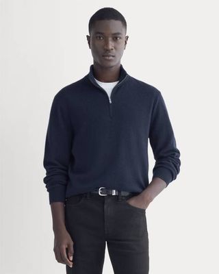 Cashmere Quarter Zip Sweater |  Navy