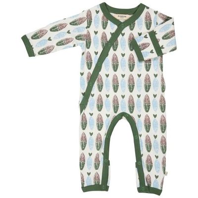 Kimono Romper - Surfboards, Green