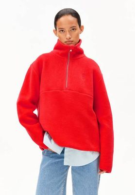 HAARLEENAA SWEATSHIRT AUS BAUMWOLLFLEECE | marsrot