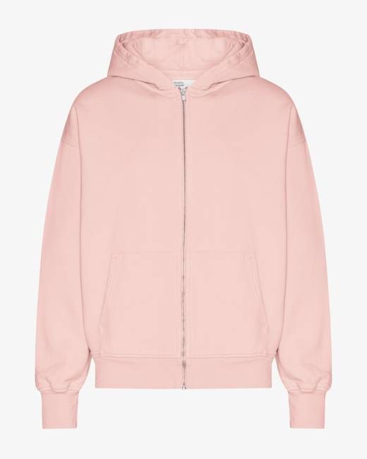 Organic Oversized Zip Hood - Faded Pink