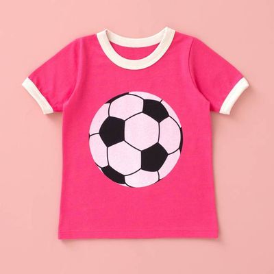 GRAPHIC Ringer Tee - Soccer Ball Bright Pink